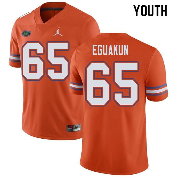 NCAA Florida Gators Kingsley Eguakun Youth #65 Jordan Brand Orange Stitched Authentic College Football Jersey ZUL0064TJ